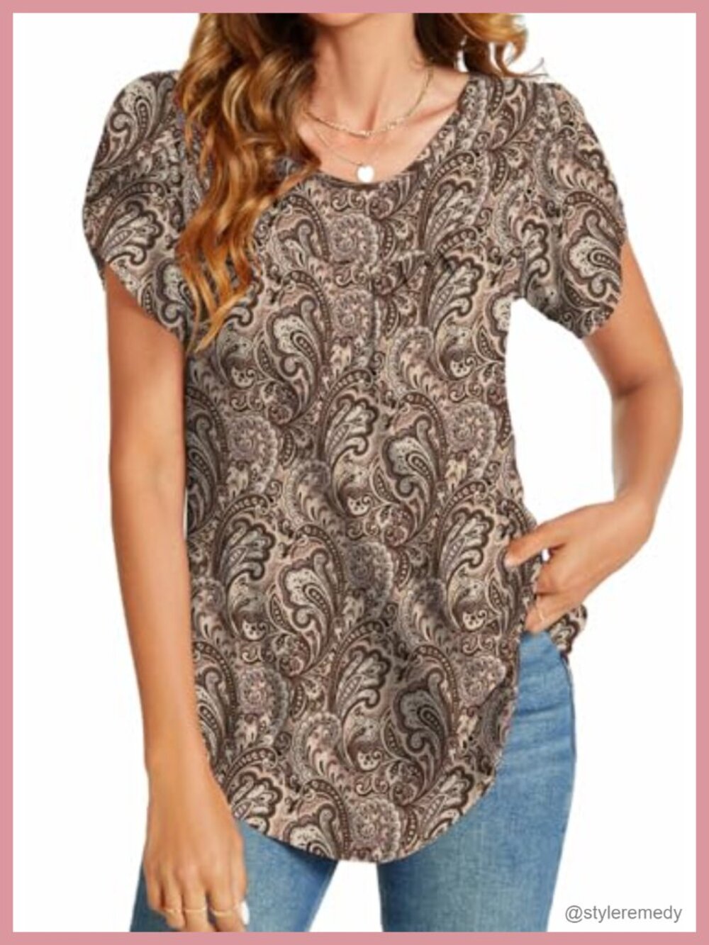 Womens Tunic Top Short Sleeve Loose Fit Casual Summer Shirt